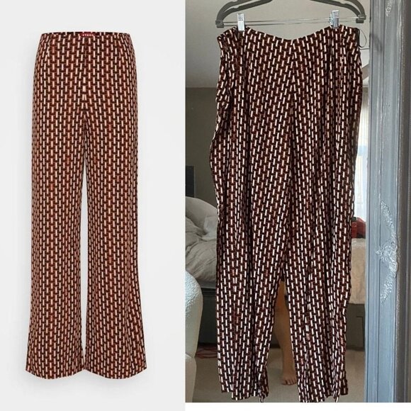 NWT Staud Bonita Pant Basket Weave Print Brown Size 16 - Picture 4 of 10